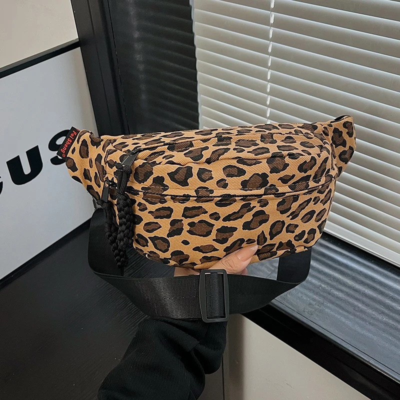 Fashion Leopard Print Waist Bag Street Trend Fanny Pack Woman Chest Pack Belt Bag Lady Shoulder Crossbody Bags 250122