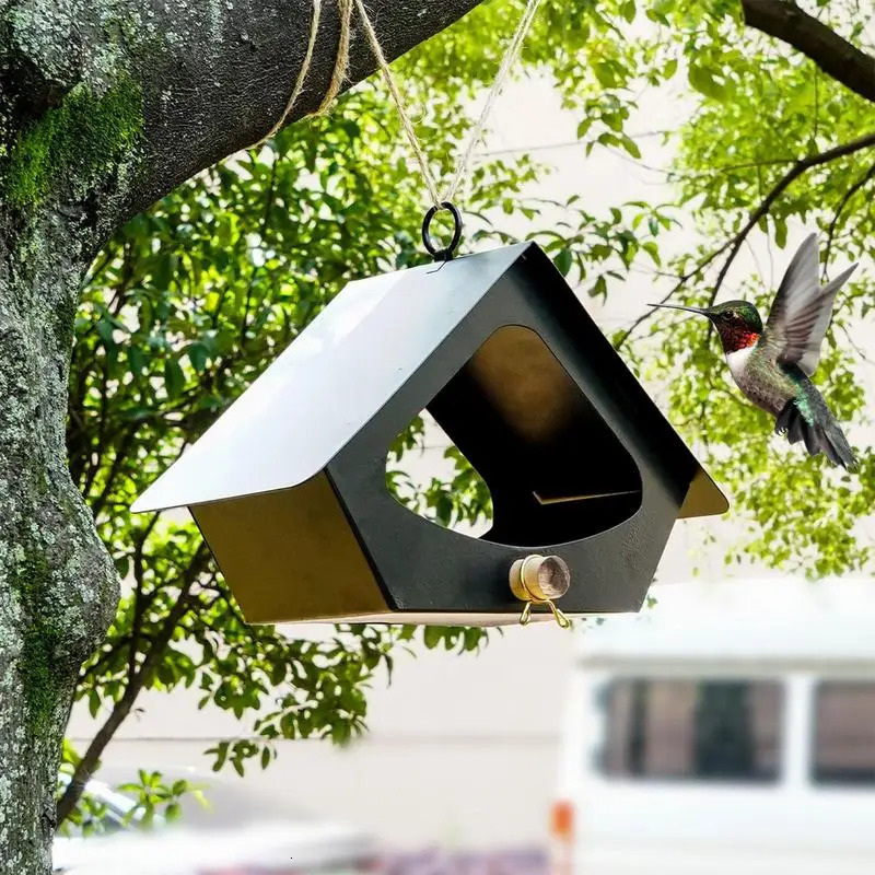 Metal Iron House Bird Feeder Outdoor Birds House Hanging Feeding Station Food Container For Garden Park 250121