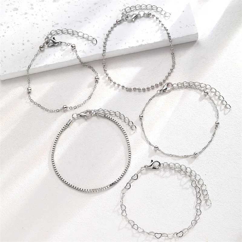 5Pcs/Set New Silver Color Mtilayer Interlocking s Bracelet Retro Bangle For You Fine Fashion Jewelry Wedding Party Gift X250129