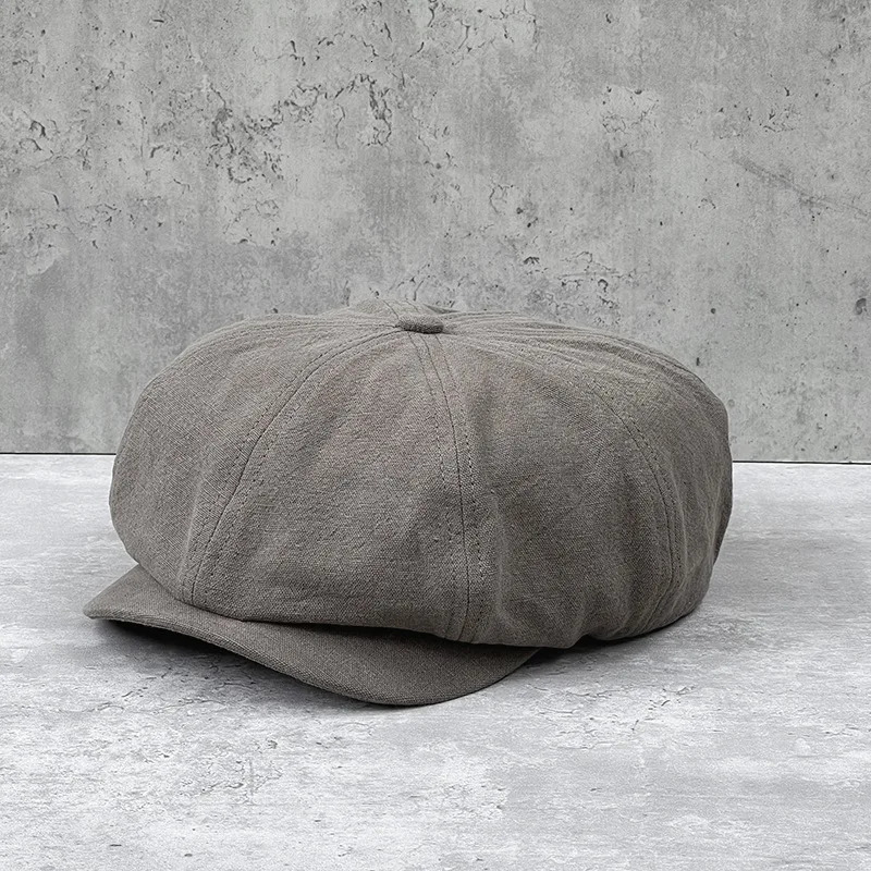 Cotton Linen sboy Caps Plus Size 63CM Men Spring Summer Thin Retro Beret Hat Fashion Casual Octagonal Hats 250118