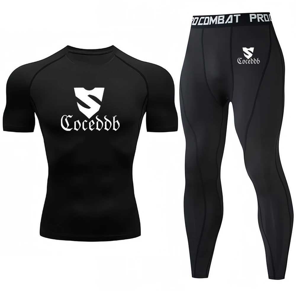 2pcs Mens Compression Sportswear Suit Gym Tight Sets Workout Jogging MMA Fitness Sports shirt+Pants Tracksuit Running Set X250129