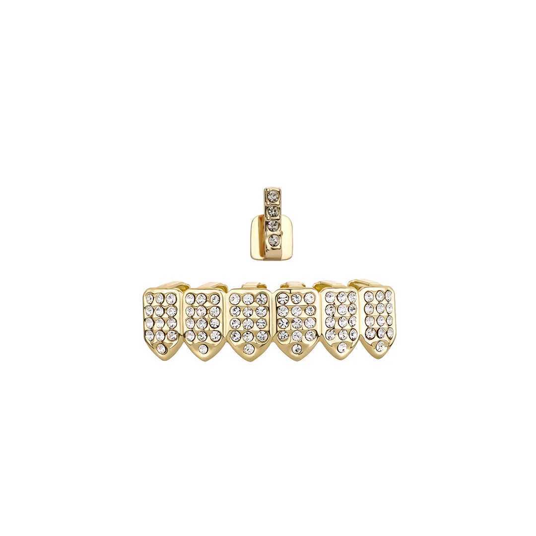Trendy Hollow Cross Teeth Grillzs For Unisex Top Grillz Iced Out Cubic Zirconia Stone Brass Material Hip Hop Cosply JewelryXJ250114