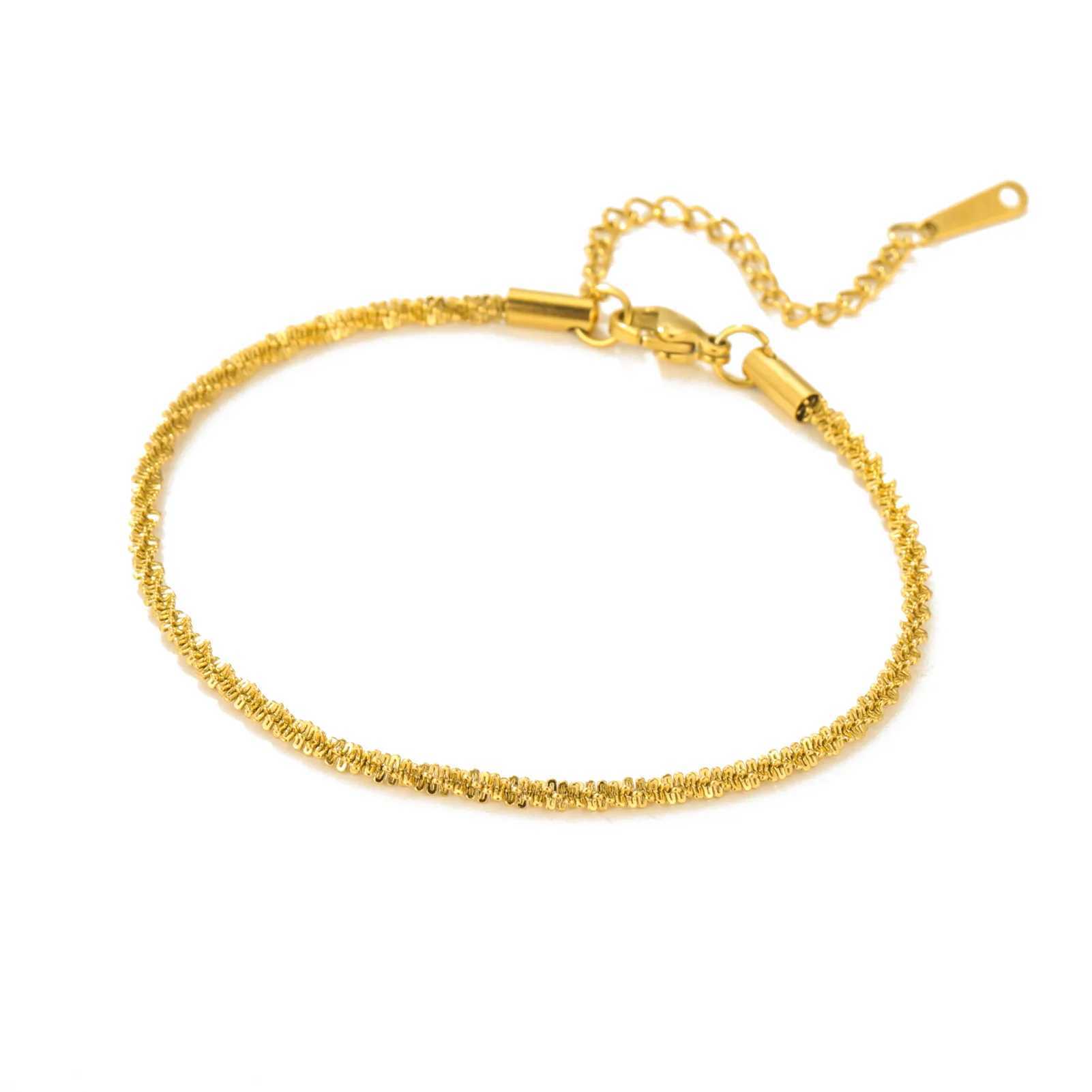 HIPEE Fashion Shiny Basic Chain Bracelet for Wen Girls Stainless Steel Link Chain Adjustable Bracelets Sparkling Twists Bangle X250129