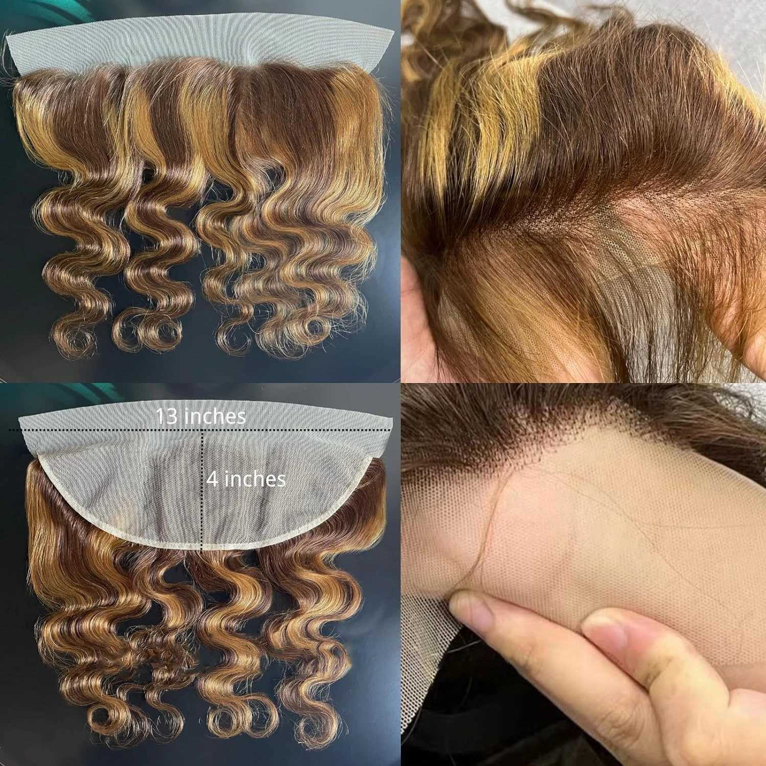 #4/27 Bundle With Frontal Body Wave Honey Blonde Ombre Human Hair 3 Bundles With 13x4 HD Lace Frontal Highlight Colored BundlesXJ250120
