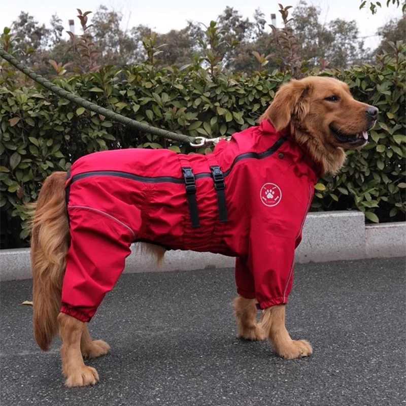 Waterproof Pet Dog Jacket Reflective Rain Dog Coat Red Dog Jumpsuits And Rompers Autumn Winter Dog Raincoat For Large DogsXJ250121