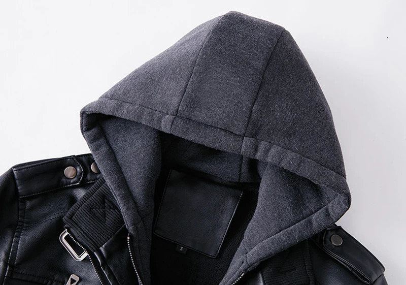 Man Winter Thick Warm Vintage Hooded Collar Club Bomber Leather Coats chaqueta Motorcycle Jacket Men Casual PU Leather Jackets 250120
