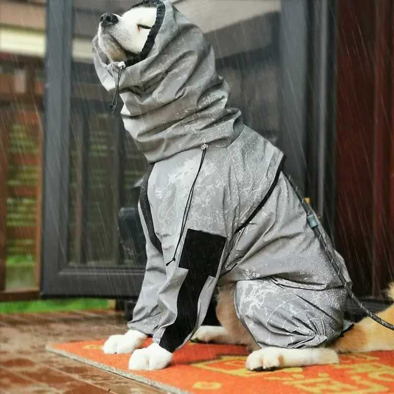 Outdoor Large Dog Raincoat Sunscreen Reflective Jacket Pet Raincoat Hoodie Waterproof Medium Large Dog Clothes Raincoat JumpsuitXJ250121