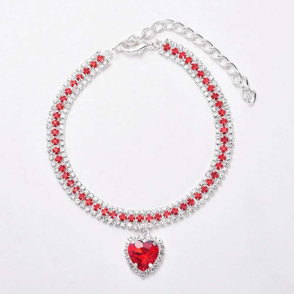 Luxury Crystal Cat Collar Love Pendant Necklace Pet Collar Adjustable Dog Collar Water Diamond Collar Pet Accessories X250129