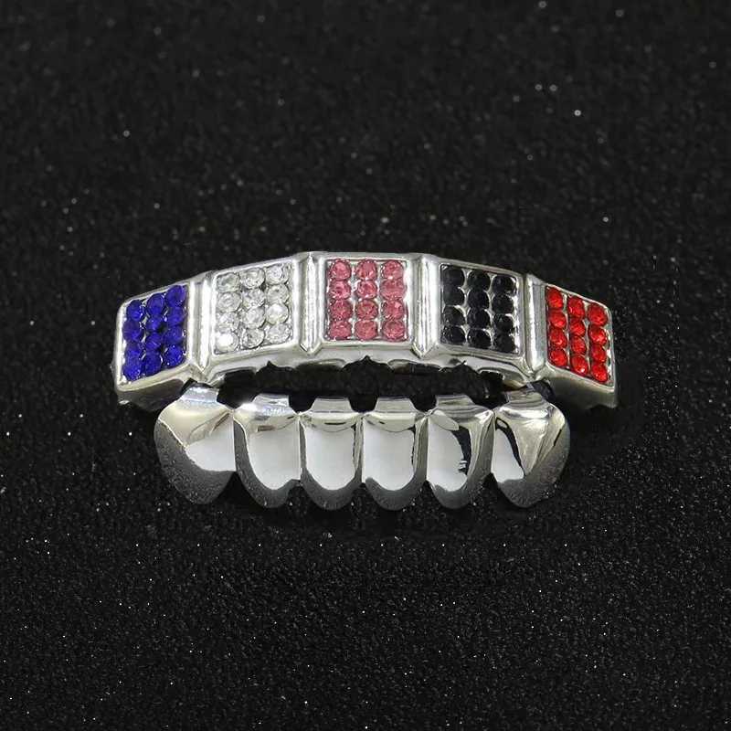 Hip Hop Colorful CZ Stones Teeth Grillz Caps Cubic Zircon Iced Out Micro Pave Top Bottom Charm Grills For Men Women JewelryXJ250114