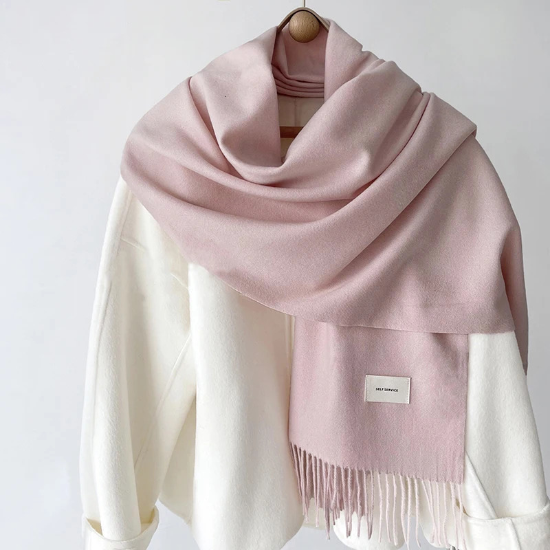 Luna Dolphin Women Winter Solid Color Scarf Imitation Cashmere Soft Brown White Warm Knitted Woolen Ins Neck Pashmina Big Shawl 250120