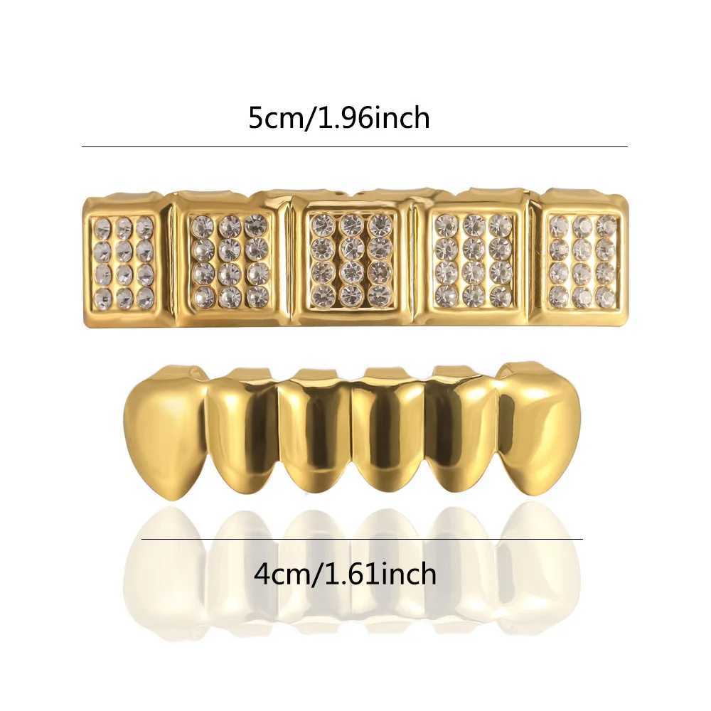 Hip Hop CZ Stones Teeth Grillz Set For Unisex Top Bottom Mouth Teeth Grills Shiny CZ Fashion Jewelry For GiftXJ250114