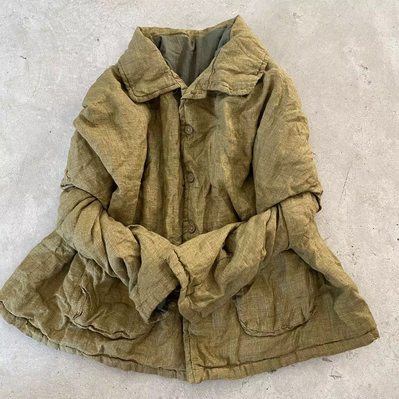 Women's Autumn Winter 2024 New Korean Vintage Style Loose Fit Women Blazer Cardigan Jacket Cotton En Warm Clothing