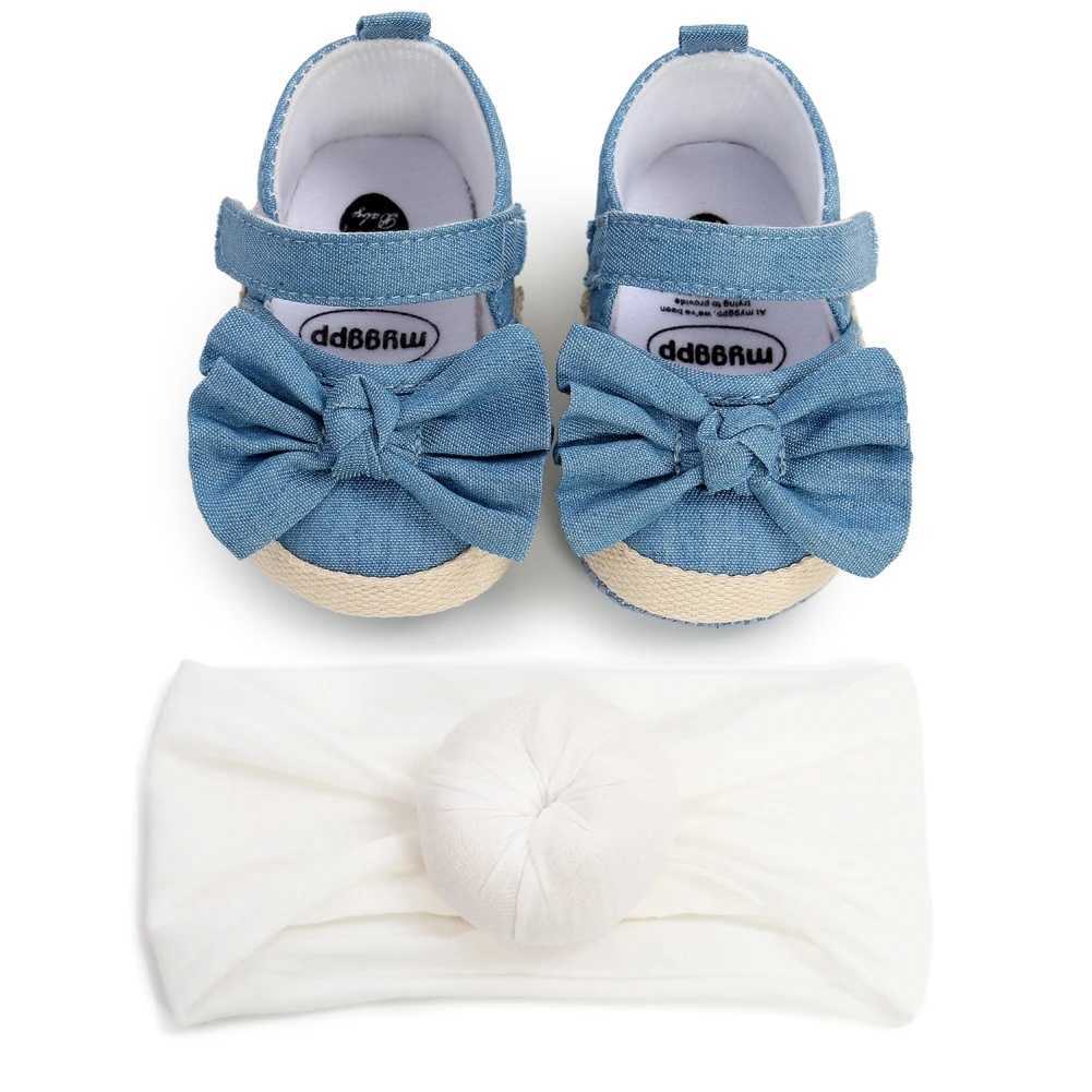 Baywell Cute Baby Girls Non-Slip Bowknot Shoes + Headband Newborn Princess Wedding Shoes Toddler First Walkers 0-18M X250129