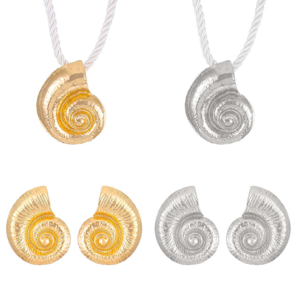 Beach style conch earring necklace three piece Bohemian holiday exaggerated fashion jewelry set for women