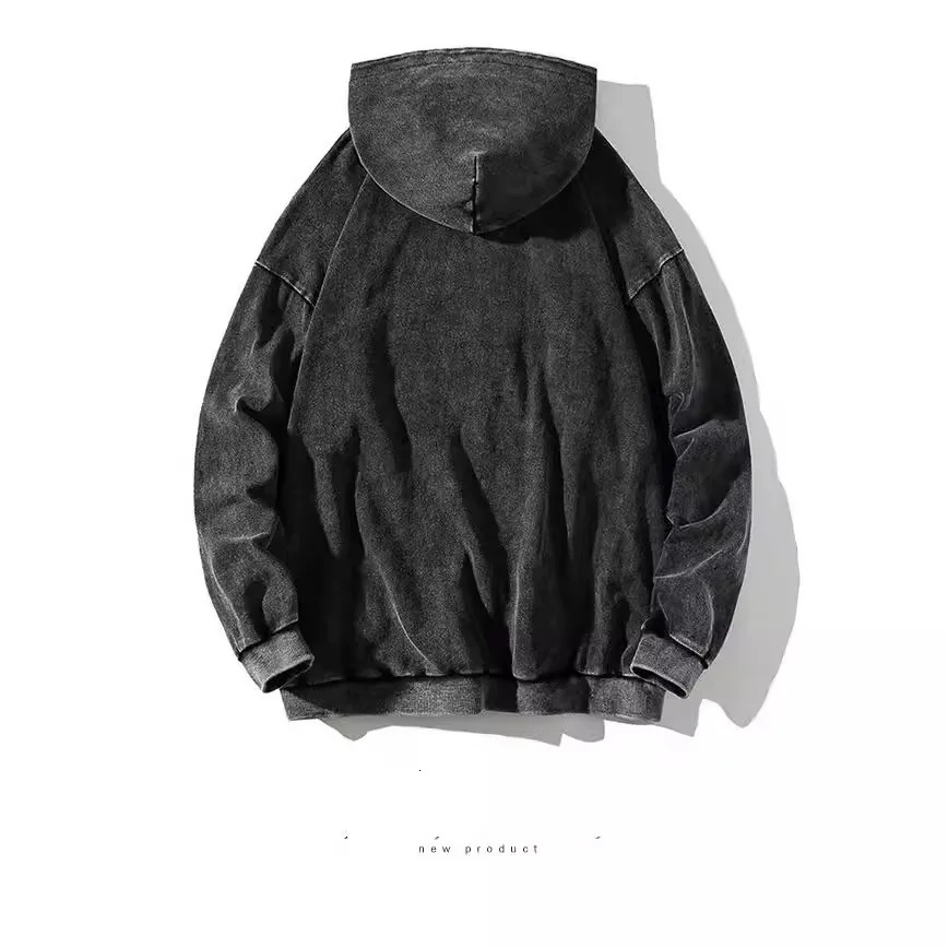 Men Washed Pure Cotton To Do Old Hoodie Mens Instagram Fashion Retro Spring and Autumn European American Coat 250109Z