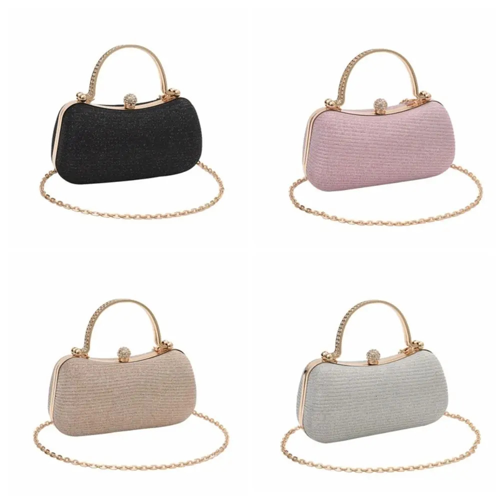 Glitter Evening Banquet Bag Clutch Handbag Women Metal Top Handle Square Rhinestone Messenger Purse Chain Bag Box 250118