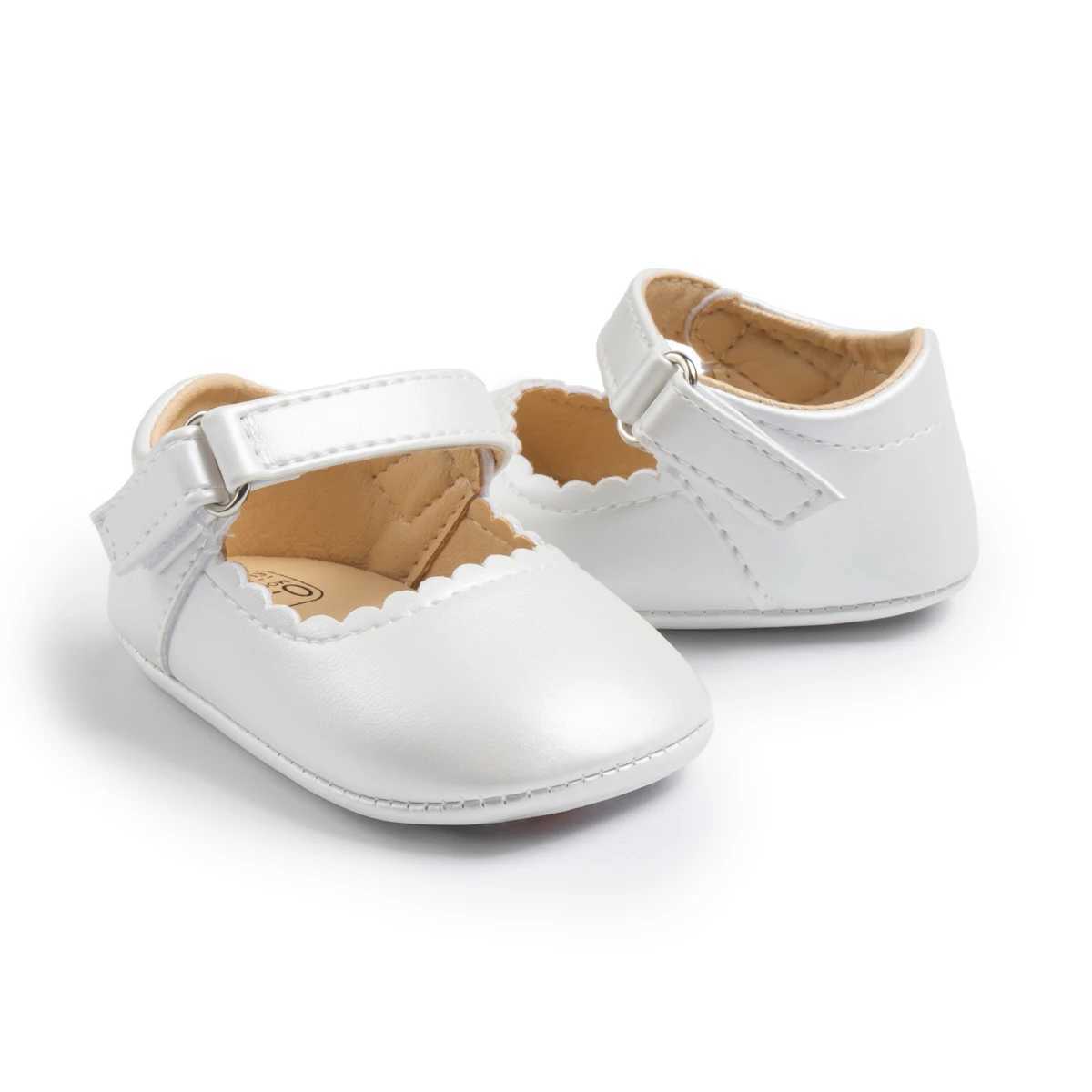 KIDSUN Spring Newborn Pu Baby Dress Girls Shoes Rubber Sole Anti slip First Step Walker Preschool White Girls Wedding Dress X250129