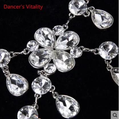 Crystal Rhinestone Camellia Woman Dress Belt Belly Dance Waist Chain Silver Flower 250117
