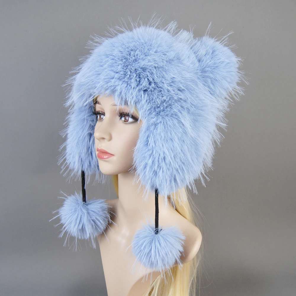 Raccoon Fur Bomber Hat Raccoon Fur Hat Womens Winter Hat Raccoon Fur Hat 250109