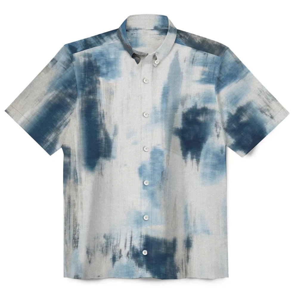 Customized Printed Men Short Sleeve Shirt n Your Own Tie Dye Pattern Simple y Button Up Tops Bamboo Cotton 250110