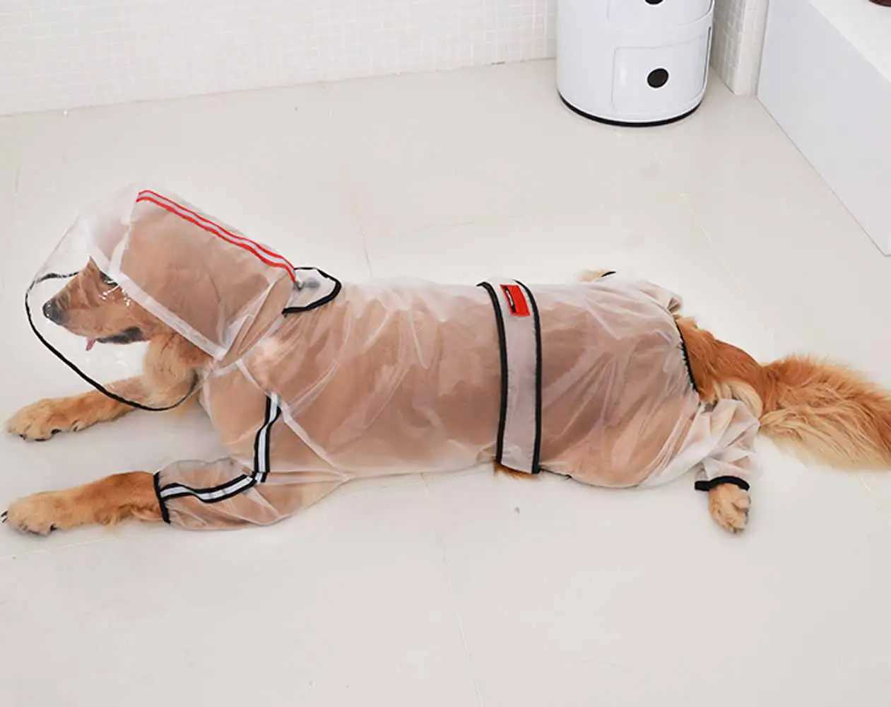 Outdoor ReflectiveDog Raincoat Waterproof Jacket Transparent for Small Medium and Large Dogs Pet Rainwear Hooded ClothesXJ250121