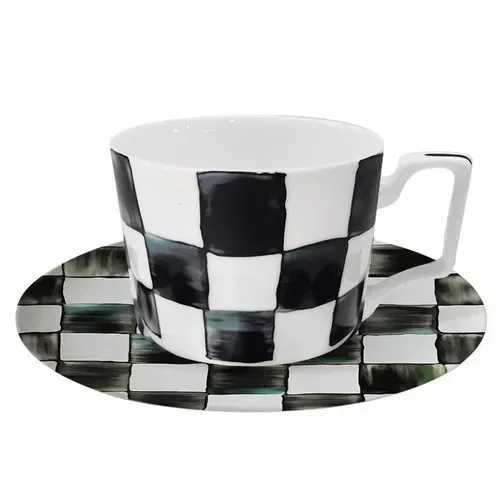 Free shipping Porcelain Tableware: Creative Black and White Ceramic Dinnerware Set for Wedding Banquets