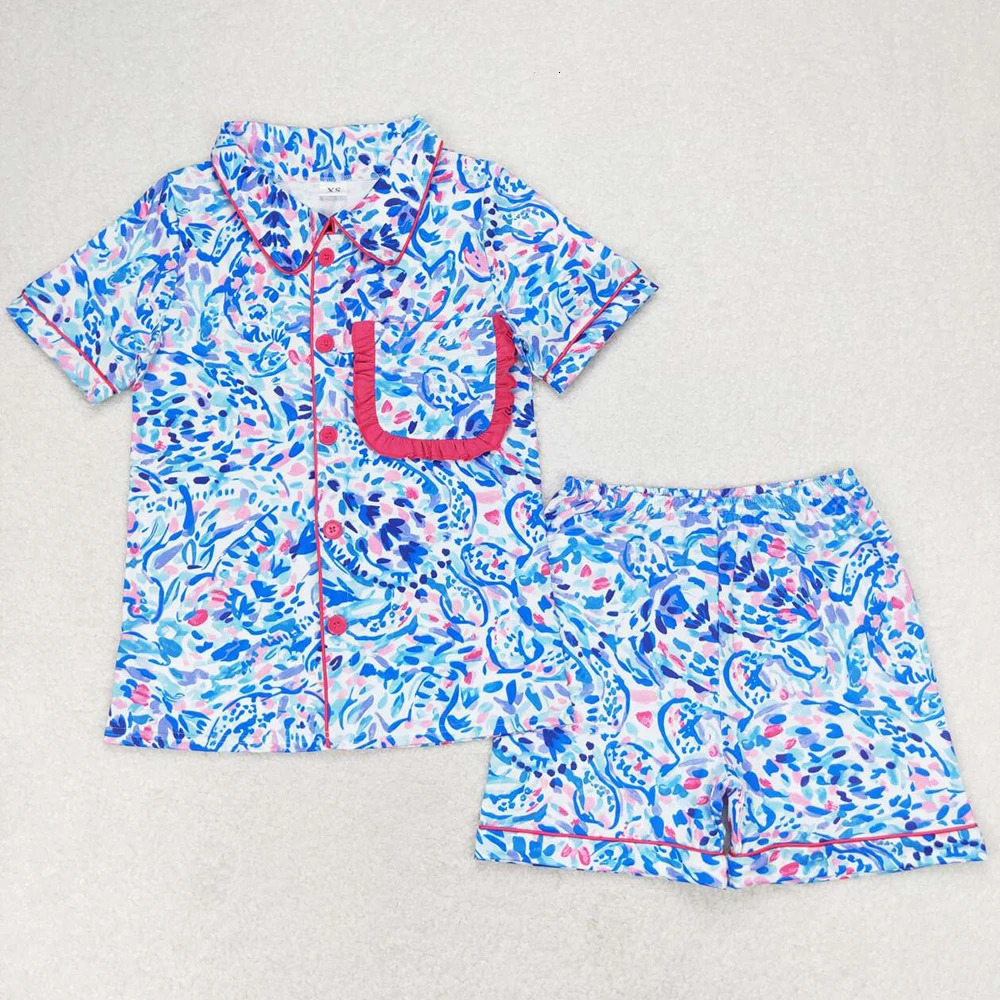 Fashion Adult Women Pajamas Sleepwear Bow Short Sleeve Tops Shorts Mommy Me Pajamas Boutique Baby Girls Pajamas Adult Sets 250121