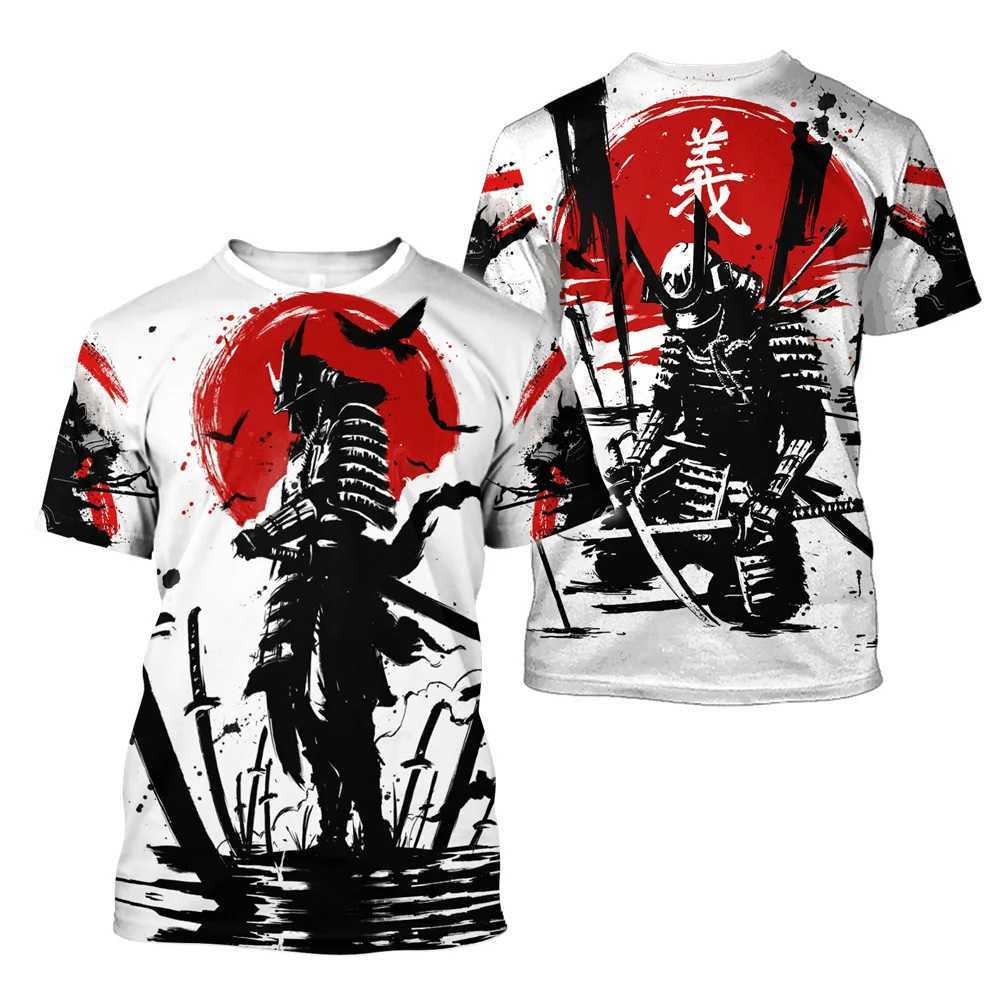 Summer Vintage Japanese Samurai T Shirt Men Cotton Casual Short Sleeve Tops O-Neck Oversized Mens Clothing Punk Streetwear 6xlXJ250117
