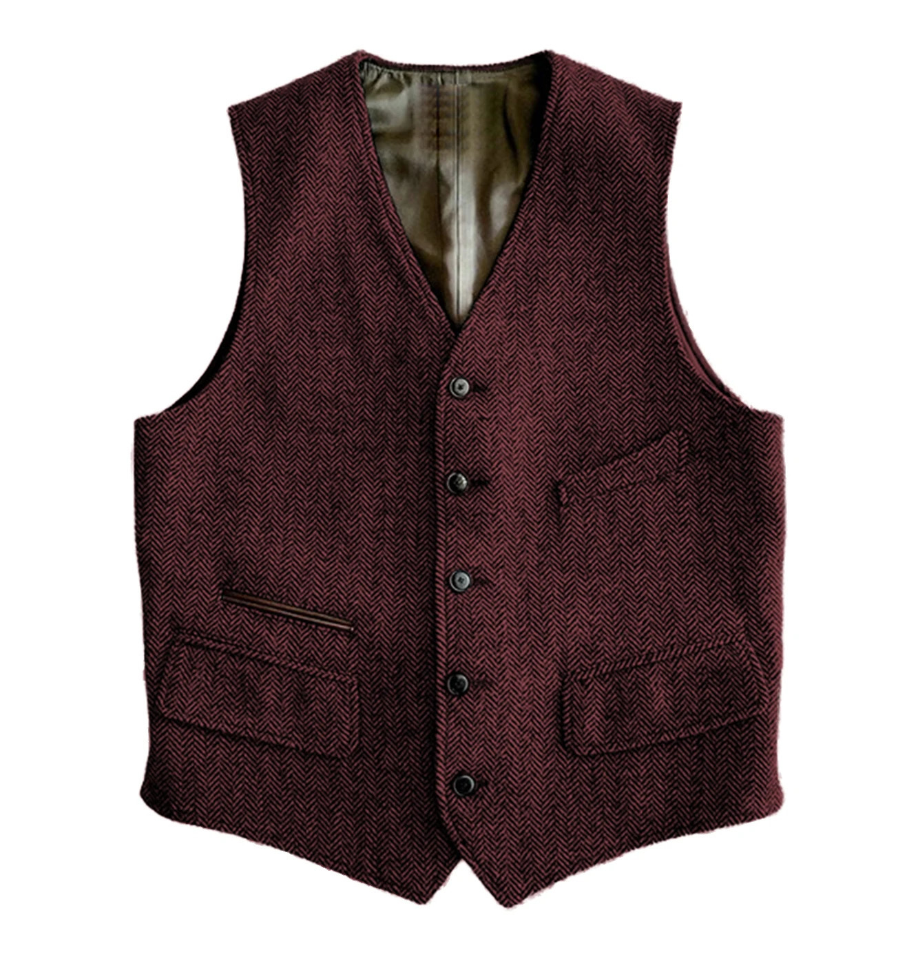 Mens Vest Male Slim Fit Herringbone Fabric Waistcoat Elegant Tweed Vest for Wedding Groomsmen 250108
