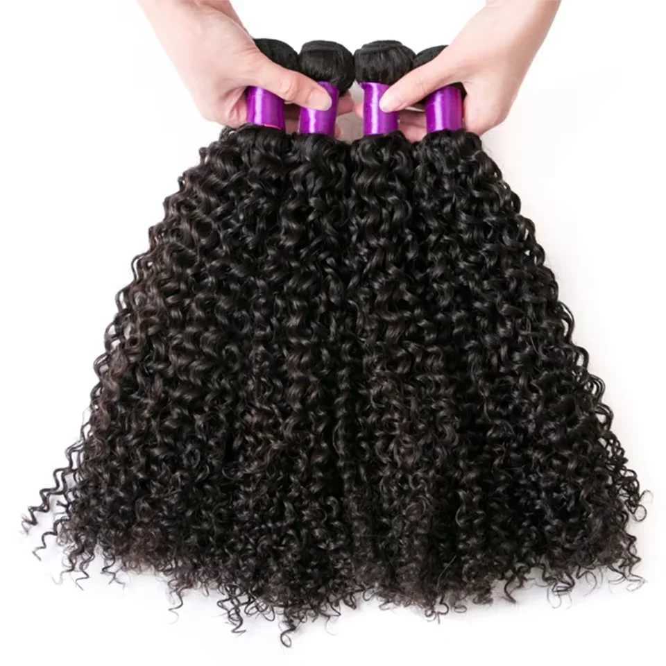 Raw Indian Human Hair Kinky Curly Bundles with Clo Virgin Curly Human Hair Weave with 13x4 HD Transparent Lace Front CloXJ250120