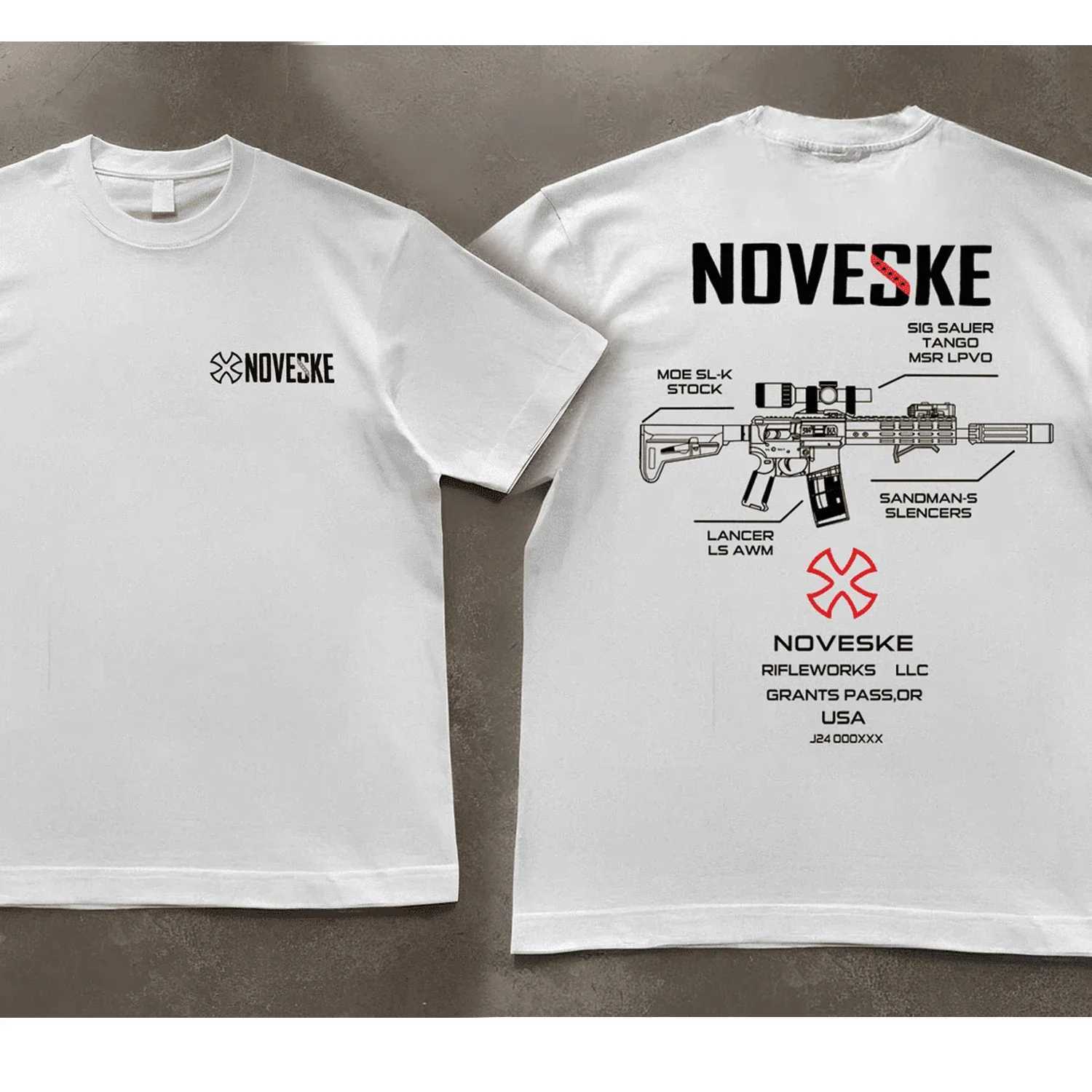 Funny Gun Noveske Men Clothes Fashion Summer T-Shirts Streetwear 100% Cotton Loose Tops Breathable TeeXJ250117