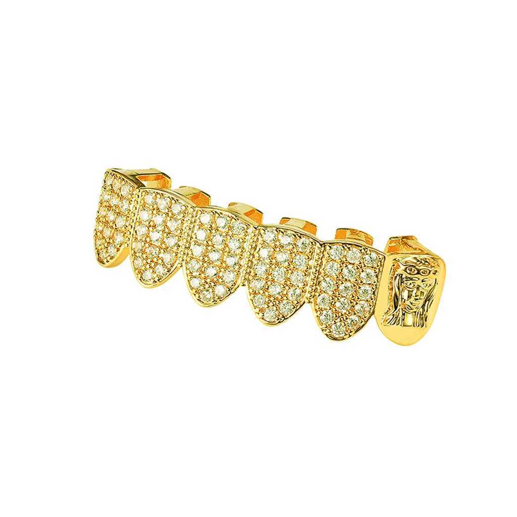 Full CZ Stones Teeth Grillz Caps Cubic Zircon Iced Out Micro Pave Top Bottom Charm Grills For Men Women Rapper JewelryXJ250114