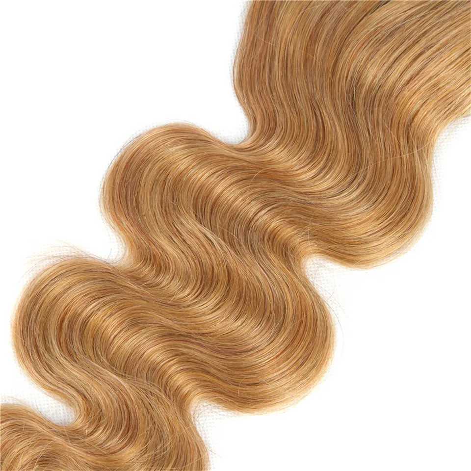 Body Wave Human Hair Bundles With Clo Malaysia 3 Hair Bundles With Honey Blond Lace Clo Swiss Lace Remy Hair ExtensionsXJ250120