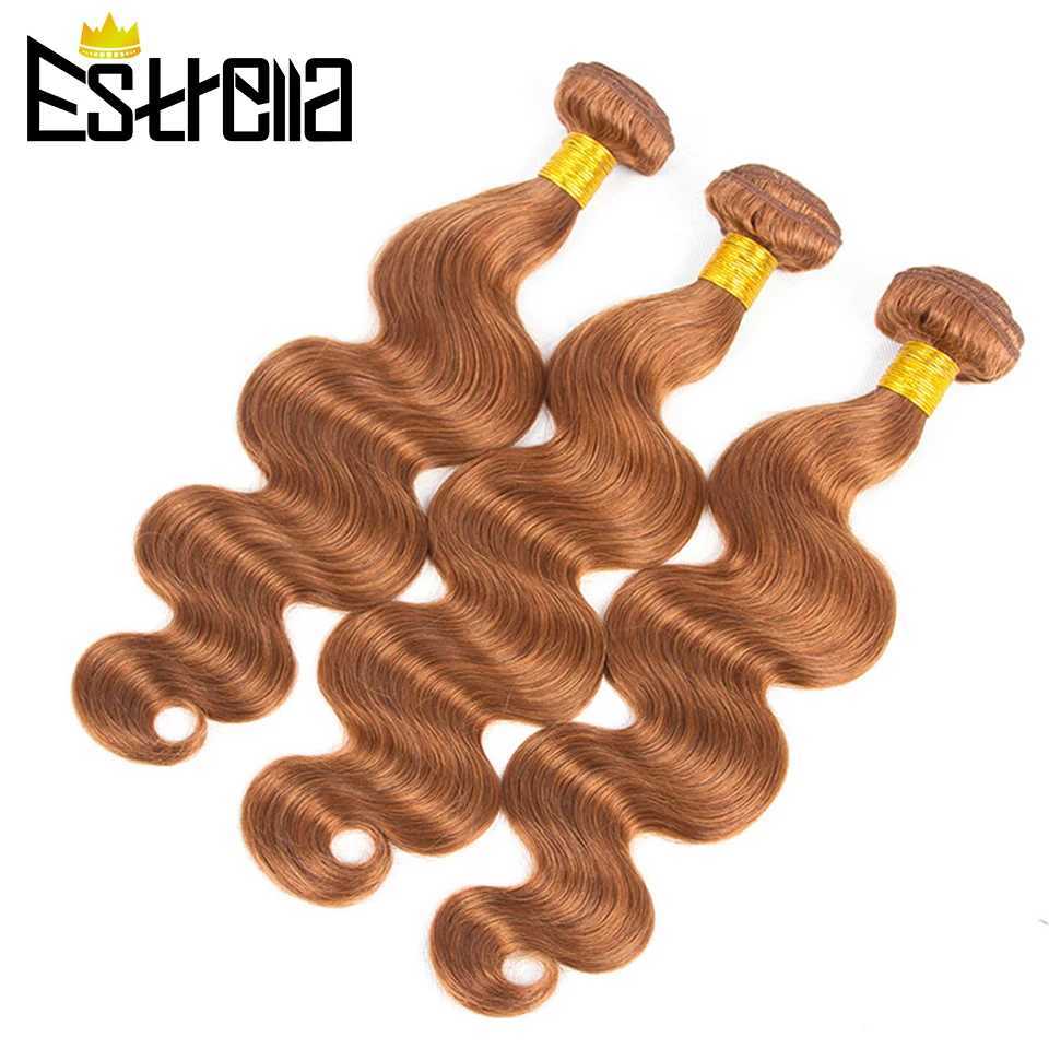 Gold Brown Body Wave Human Hair Bundles with Clo Brazilian Color 30 Remy Human Hair Bundles with 4x4 Lace Clo Free PartXJ250120