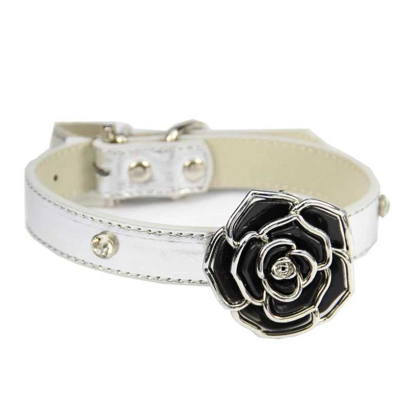 1 piece of PU leather collar suitable for dogs luxury diamond pendant dog collar soft adjustable puppy collar pet accessories X250129