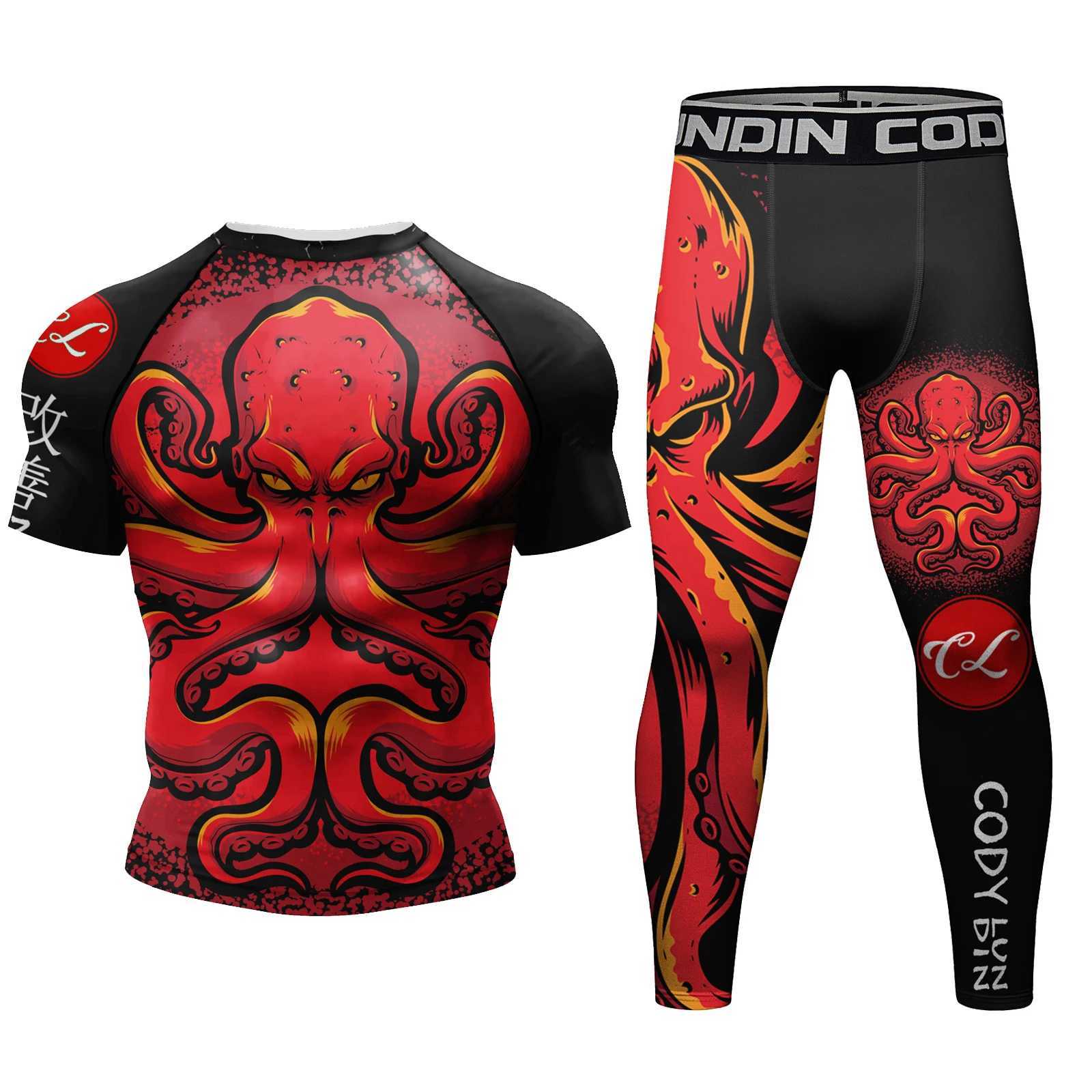 Sublimation Printing New Boxing MMA Rash guard Jujutsu T-shirt Set Taekwondo Shirt Sports BjJ Gi Muay Thai Shorts Sportswear X250129