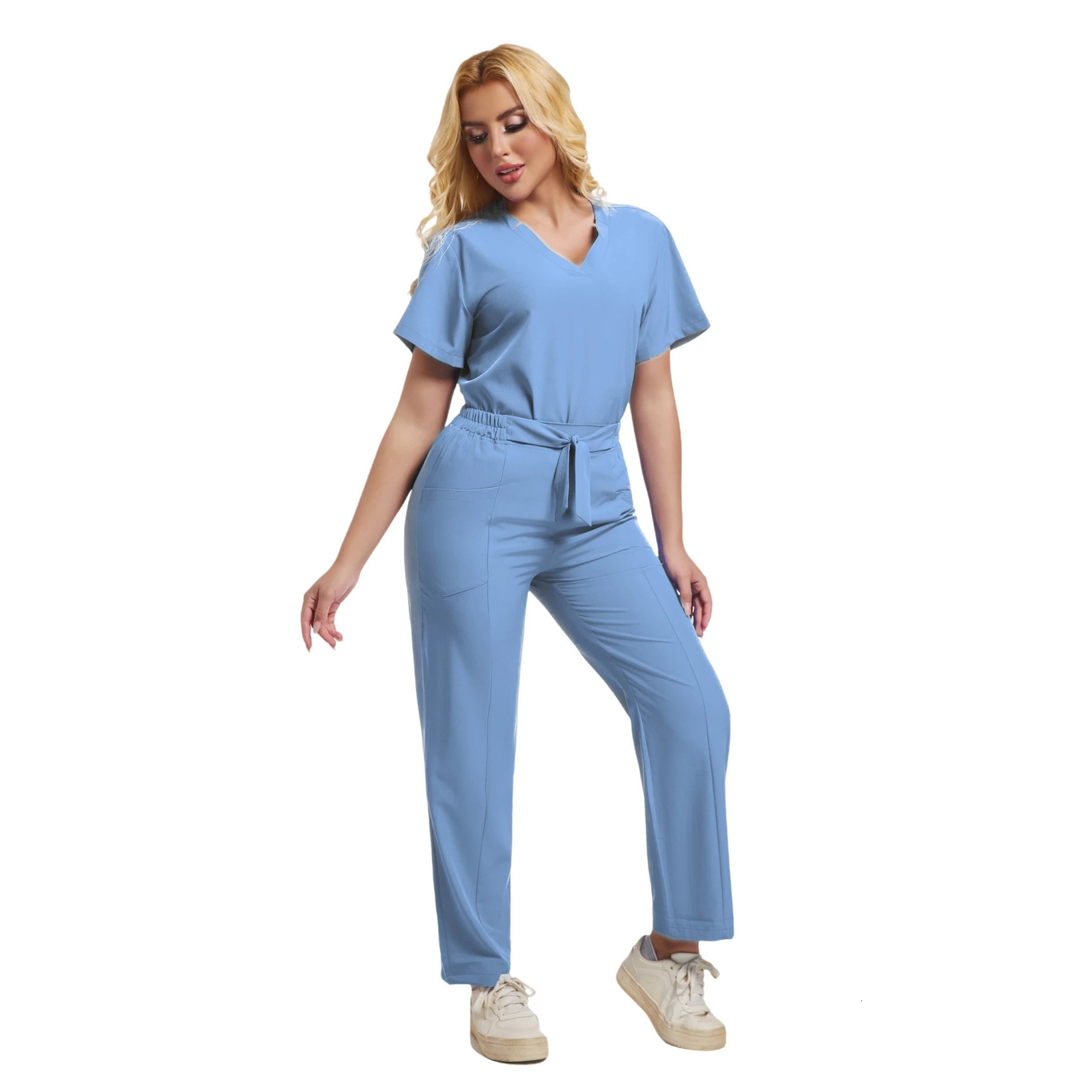 Multicolor Surgery Uniform Short Sleeve Top Pocket Pant Nursing Uniform Pet Shop Workwear Doctor Nurse Clothes Scrub Set 250122