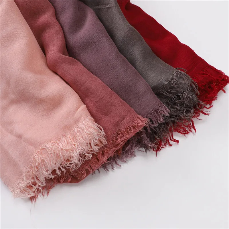 Big Size Plain Fringe 100% Cotton Viscose Hijab Scarf High Quality Wraps and Shawls Pashmina Musulman Headband Islamic Turban 250121