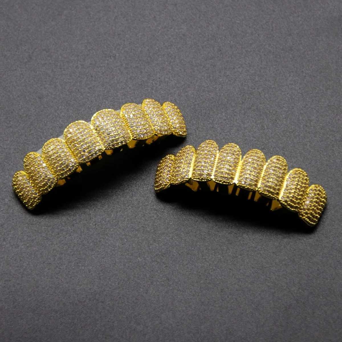 Feel Style Baguette Teeth Grillz Set For Unisex Cubic Zirconia Stone Top Bottom Packing Hip Hop Gift Jewelry For Men WomenXJ250114