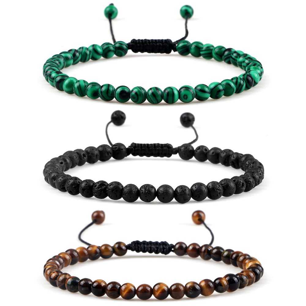 Adjustable Mini Natural Stone Lava Tiger Eye Beaded Bracelets Bangle for Wen Men Chakra Beads Braided Bracelet Charm Jewelry X250129
