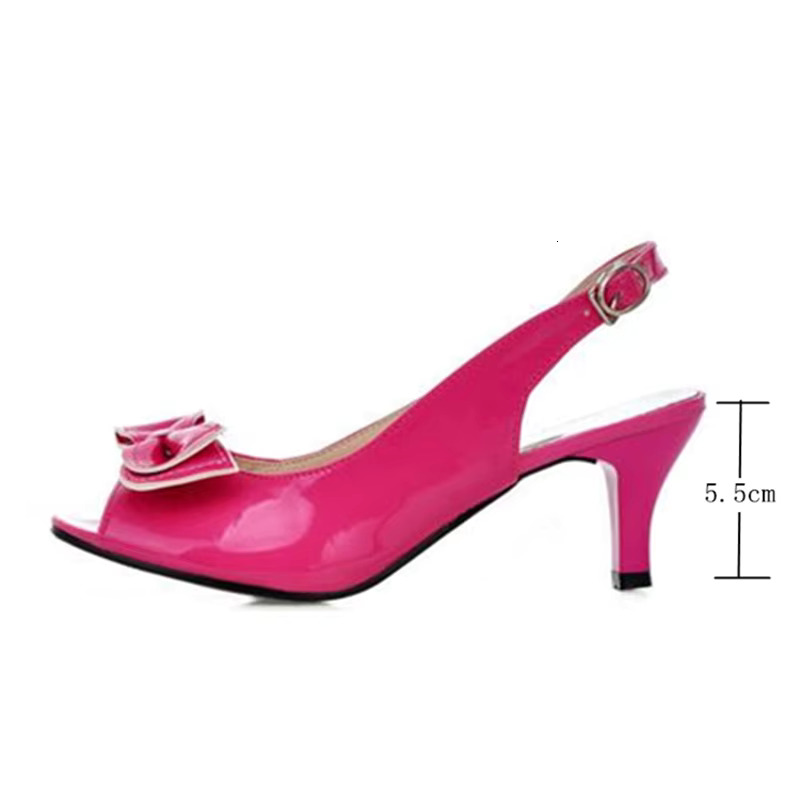 Sweet Women Sandals Summer Fashion Medium Heel Flip P Female Casual Bowtie Blue White Ladies Party Shoes Large Size 48