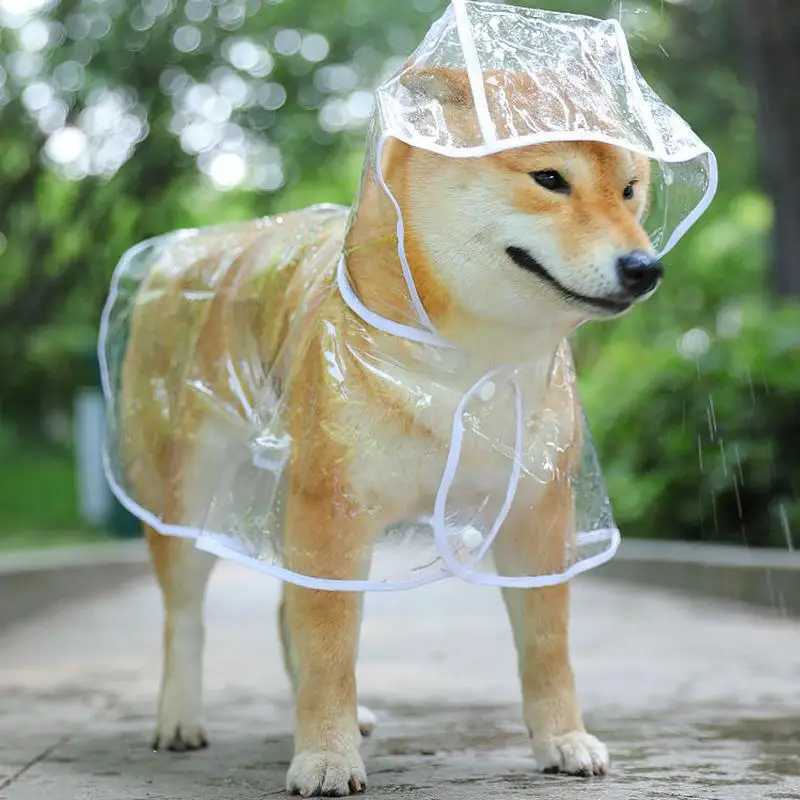 Pet Dog Puppy Transparent Rainwear Raincoat Pet Hooded Waterproof Jacket Clothes Soft PVC Raincoat Suitable For Small DogsXJ250121