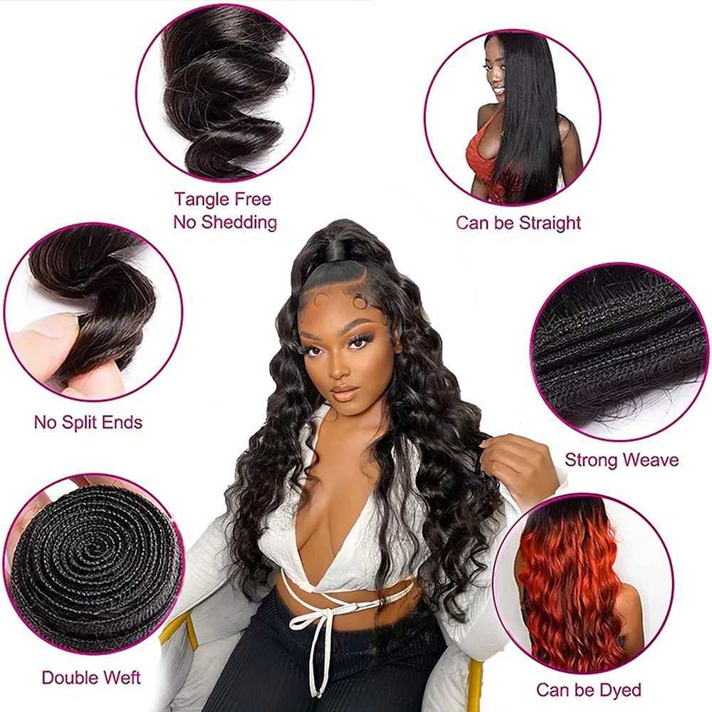 Loose Wave Human Hair Bundles With Clo Hair Weave 3/4 Bundles With HD Lace Frontal Brazilian Remy Human Hair ExtensionsXJ250120