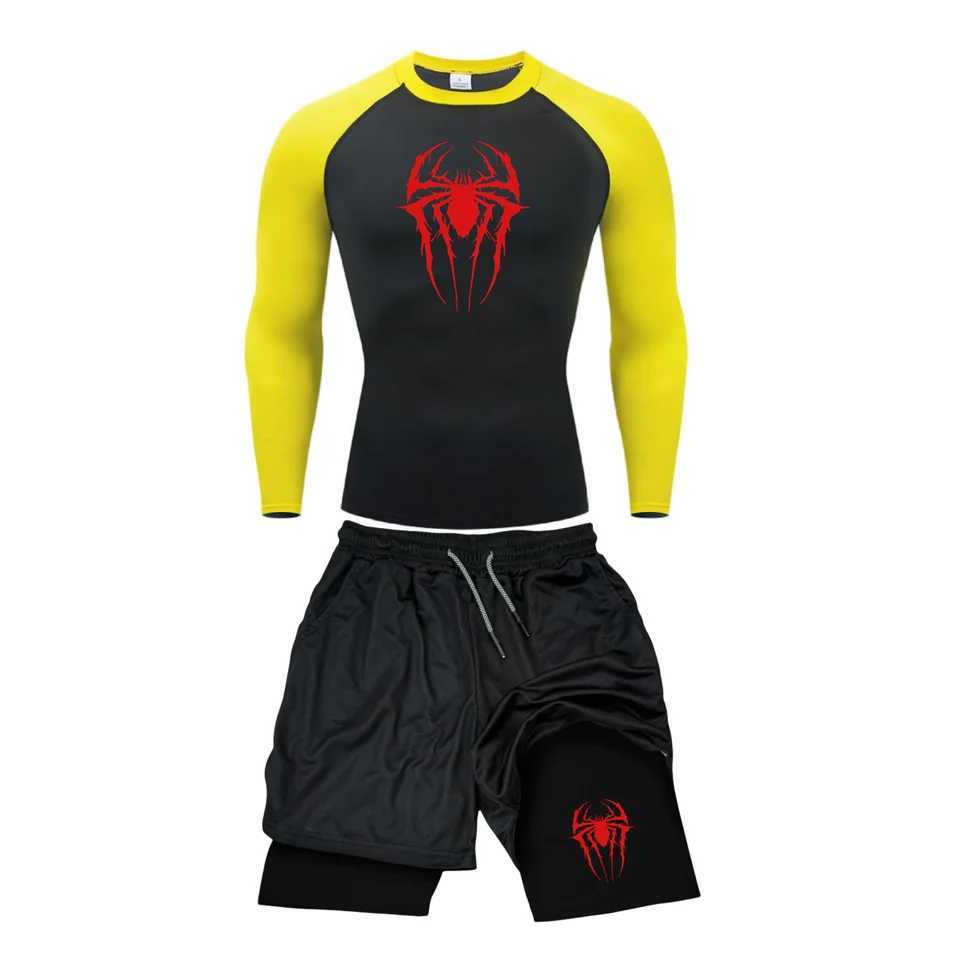 Compression Set Mens T-shirt+Pants Fitness Boxing Muay Thai Shorts Clothing Mens Rashguard Jujutsu Fitness Set Shirt Bjj Boxeo X250129