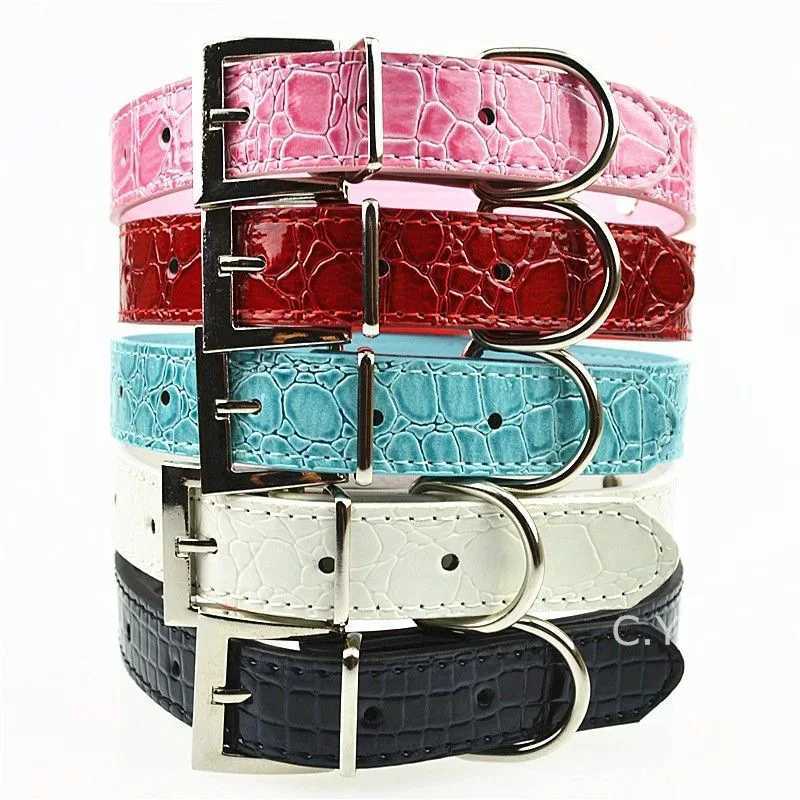 Luxurious Personzed DIY Pet Necklace Pu Crocodile Collar Cat Dog Collar Small And Medium Dog Collar Leather Rhinestone Bling X250129
