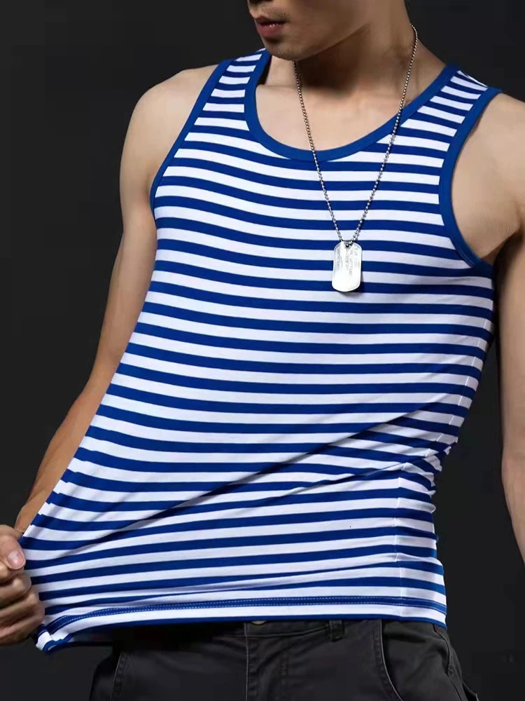 Soviet Russian Airborne Troops VDV Mens Stripes Vests 100% Cotton O-Neck Marine Naval Tanktop Sailors Striped Shirt Telnyashka 250108