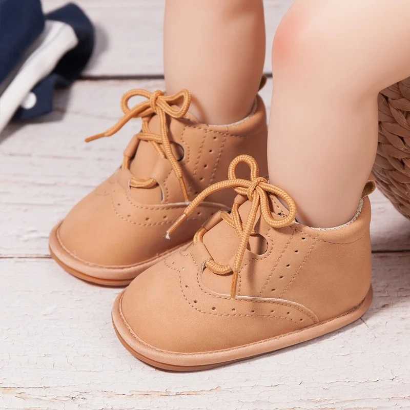 KIDUSN Newborn Baby Boy girl Shoes Crib Toddler Infant Leather Sport Lace-up Soft Sole Anti-slip First Walker High Boots 0-18M X250129