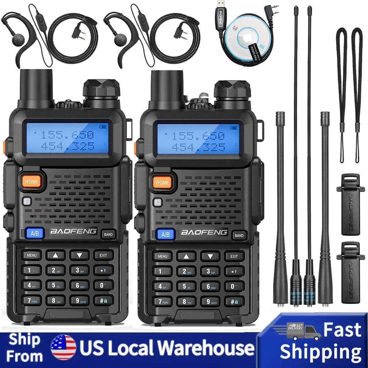 2PCS Baofeng UV-5R walkie talkie dual frequency VHF UHF two-way radio long-distance 128CH VOX handheld transceiver UV5R UV 5R ham radio X250129