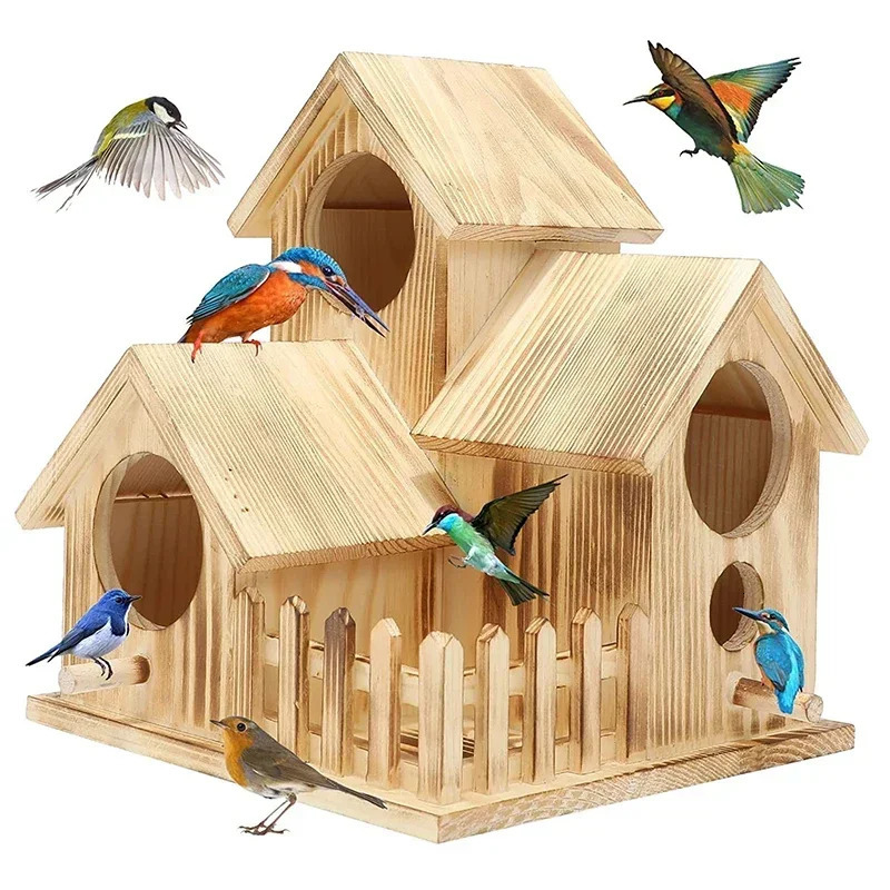 Wild Wooden Bird House Outdoor Garden Courtyard Creative Bird Rest Nest Mountable Nesting Box Bird Breeding Box 250121