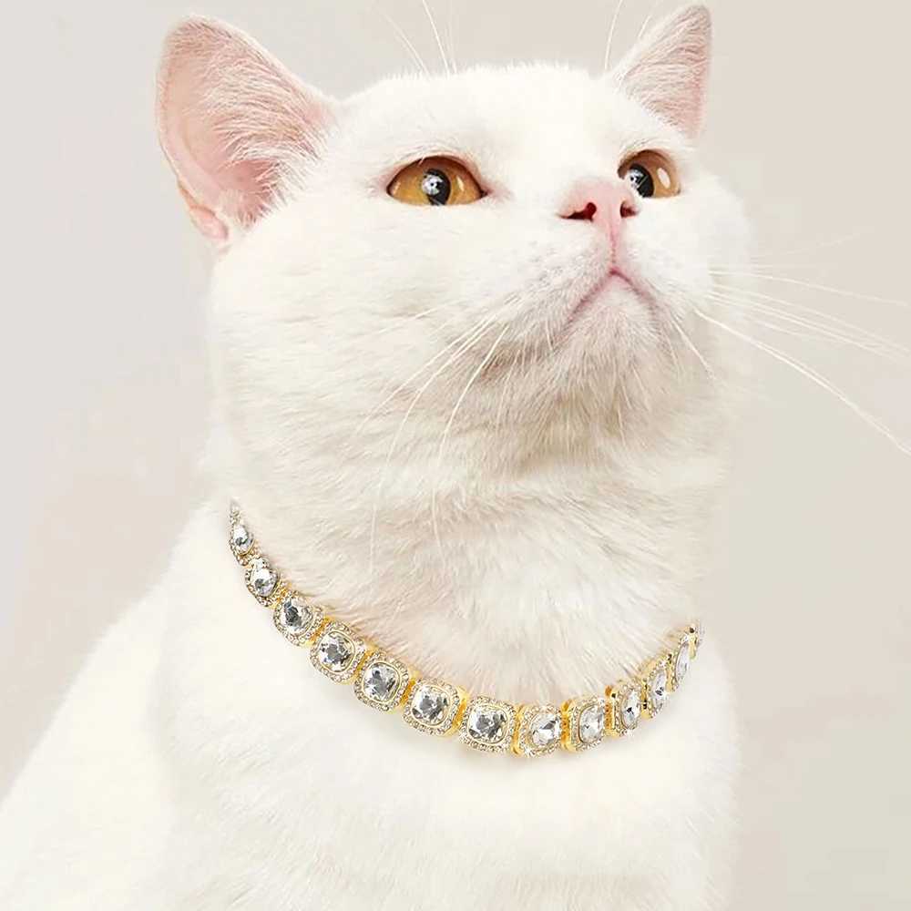 Gold Dog Chain Collar Bling Rhinestone Puppy Cat Necklace Adjustable Dog Slip Choke Collars For Small Medium Dogs Cats Rabbit X250129